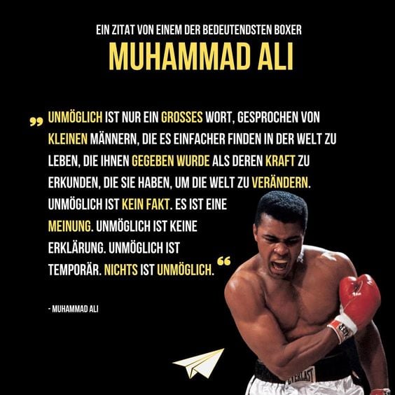 Ein Zitat von Muhammed Ali Unmöglich – ist nur ein großes Wort, gesprochen von kleinen Männern, die es einfacher finden in der Welt zu leben, die ihnen gegeben wurde als deren Kraft zu erkunden, die sie haben, um die Welt zu verändern. Unmöglich – ist kein Fakt. Es ist eine Meinung. Unmöglich – ist keine Erklärung. Unmöglich – ist temporär. Nichts ist unmöglich.
